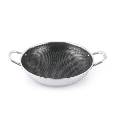 China Sustainable Hot Selling OEM/ODM 304 Stainless Steel With Glass Lid And Handle Cooking Frying Pot Pan Wok for sale