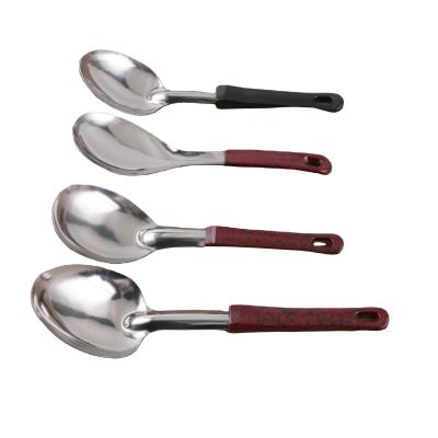 China Viable Hot Selling 410 Stainless Steel with Black Plastic Handle or Bakelite Handle Serving Soup Rice Spoon Spatula for sale