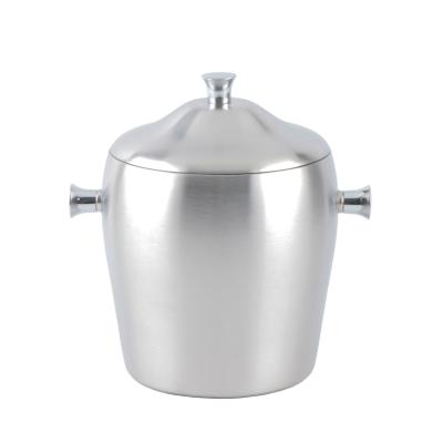 China Yuantai RTS 201 Durable Hot Selling Double Layer Stainless Steel Drum Shaped Double Handles Ice Buckets for sale