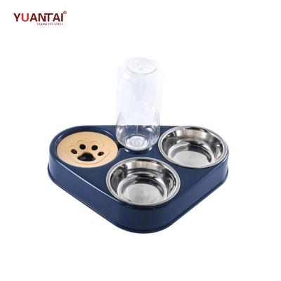 China 11cm Stainless Steel Pet Basin Automatic Pet Shallow Feeder Automatic Water and Food Pet Bowls in Three for sale