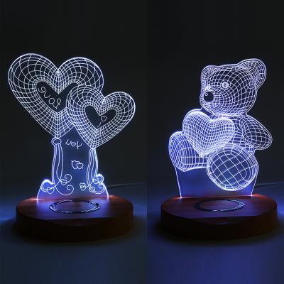 China 3D LED Lamp Wireless Charger 2019 New Arrivals LED Powerbank Table Decorate Charger for sale