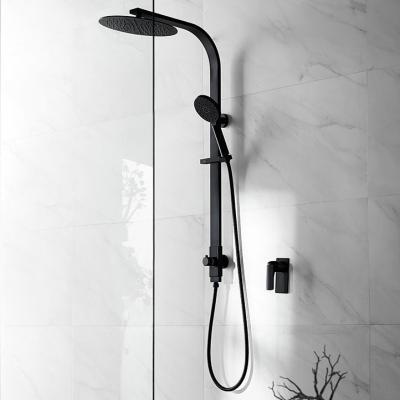 China With Slide Bar Shower Set Ceiling Head CBT007-251 Luxury Bathroom Faucet Accessories Shower Set Black for sale