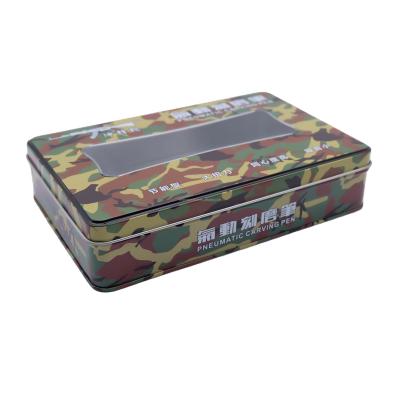 China Recycled materials wholesale custom printing tin packaging boxes small window rectangle metal packaging box tool kit tools for sale