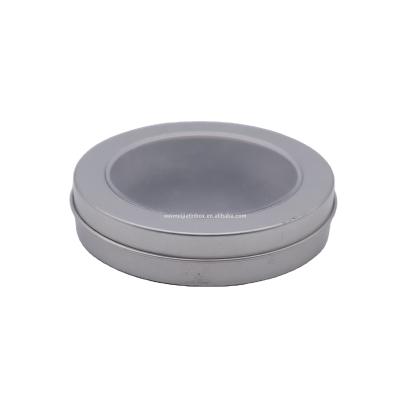 China Factory Wholesale Custom Round Metal Tin Box Recyclable With Window Tins Packaging Boxes 90*Height 20mm for sale