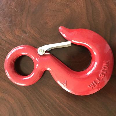 China High Quality Heavy Industry Drop Forged Lifting Eye Crane Hook With Safety Latch for sale