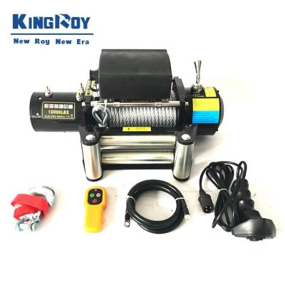 China KingRoy 12000lbs Manufacturers 12v AUTO Heavy Duty Drum Support Electric Winch for sale