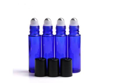 China Metal Ball Roll On Essential Oil Glass Bottles , Cobalt Blue Bottles For Essential Oils en venta