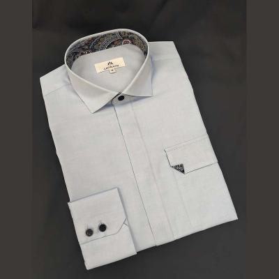 China New Product Breathable Single Button Different Size Light Blue Twill Sleeve Long Slim Fit Daily Wear Hombre Shirt for sale