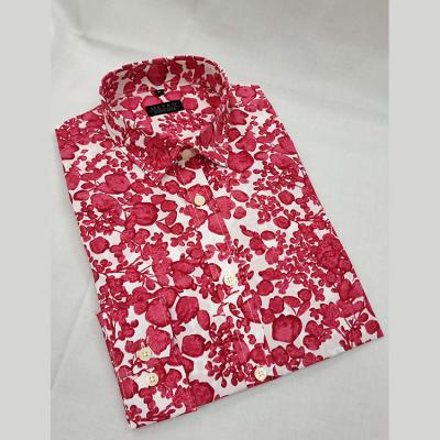 China Original Brand Cotton Stretch Stand Collar Promotional Autumn Classic Men's 100% Red Color Breathable Shirt For Travel for sale