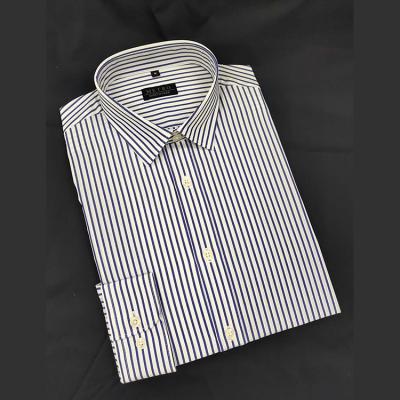 China NewTrendy Blue or White Pure Cotton Stripe Sleeve Poplin Breathable Full Striped for Male Business Blouse for sale