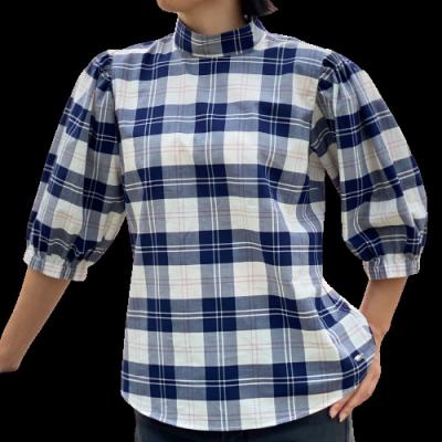 China 2021 Newest Special Gift Breathable White/Mandarin Navy 100% Short Cotton Collar Blouses For Women for sale