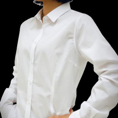 China Breathable Popular Design Fashion White Stand Poplin Work Short Blouse For Women for sale