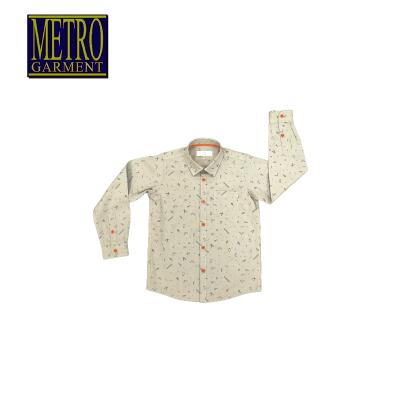 China Breathable Fashion Printed Cotton Long Sleeve Boy's Shirts for sale