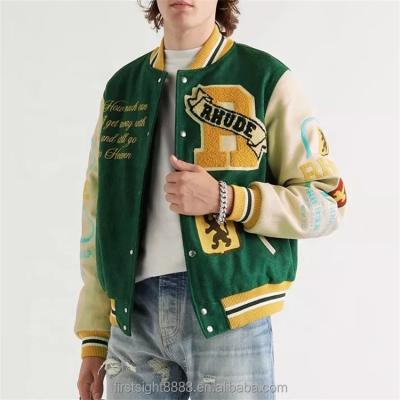 China OEM QUICK DRY custom chain embroidery chenille letterman sleeve varsity leather jacket for men for sale