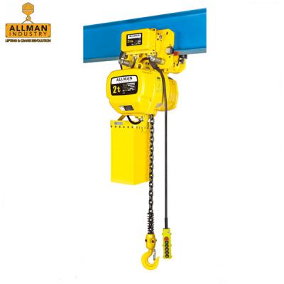 China ALLMAN 2Ton 20ft single speed construction hoist /dual lifting crane with G80/G100 chain/FEC Japan for sale