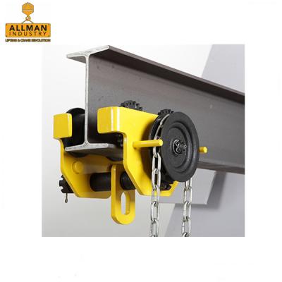 China Construction worksÂ   Structure Power Cables Manual Geared Beam Chain Hoist Trolley for sale