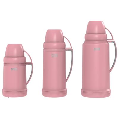 China Hot selling business 1.0L1.8L plastic body termos glass liner filled termos plastic insulated vacuum flask for sale