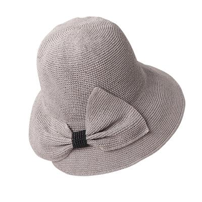 China Small Large Cool Handwoven Fashion Straw Hat Women 2021 Summer Comfortable Bow Brim Hat Folding Seaside Vacation Beach Hats for sale