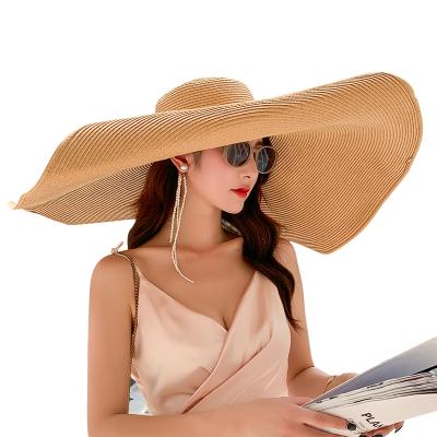 China Character Fashion Customized 26cm Beach Straw Hats With Extra Large Gutters Large Area Sunscreen Straw Hats for sale