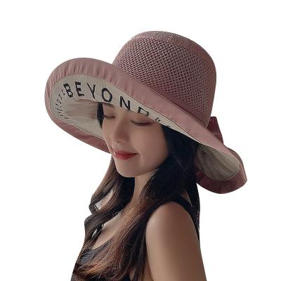 China Wholesale Character Bucket Hats Folded Open Bowknot Decorated Ladies Knitted Bucket Hats for sale