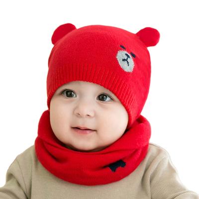 China New Designer Character Kids Winter Children's Hats Bear Knitted Hat Warm And Comfortable Scarf Gorras for sale