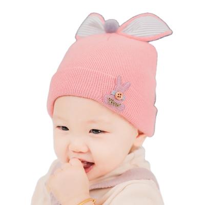 China Cute Striped Boy Girl Hat Baby Rabbit Cotton Hat And Scarf For Baby Hat Children Warm Winter for sale