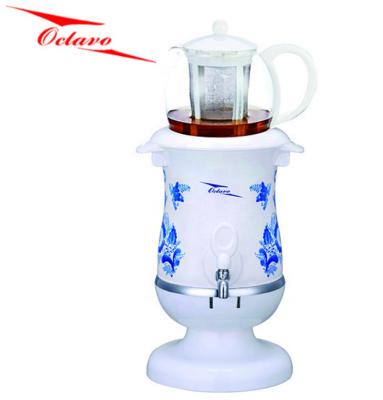 China Hold Colorful Warm Electric Samovar With Flowers Style Turkish Concise Samovar Electric Russian Samovar for sale