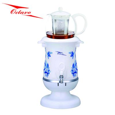 China Colorful 360 degree rotation low electric samovar with flower turkish samovar electric russian samovar for sale