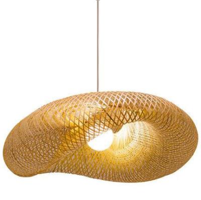 China Bamboo Rattan Chandelier Pendant Light hand weaving Rustic style with Adjustable Height for indoor using for sale