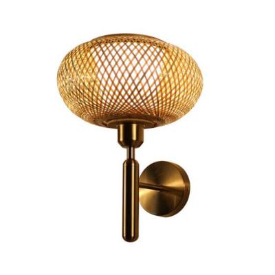 중국 둥근 Bambu Wicker Rattan Wall Sconce 3500K 실내 욕실용 판매용