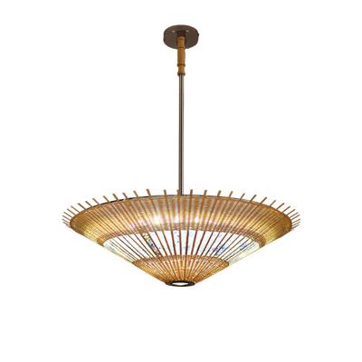 China OEM Bamboo Rattan Pendant Light Umbrella Shape For House Decoration for sale