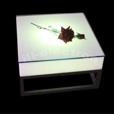 China Portable square plastic led luminous table with metal shelf for sale