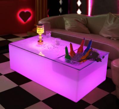 China Unique wireless PE plastic led bar table with ice bucket/cooler tank for sale