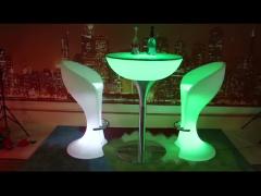 Illuminated Led Light Bar Cocktail Tables And Chairs Wireless Stand Up Bar Tables For Party