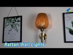 Bamboo Woven Rattan Wall Lights Hanging Decoration For Corridor