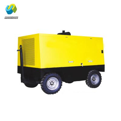 China 350 CFM Lubricated Air Compressed Diesel Screw Air Compressor For Quarry With Hammer And Jack Road Construction for sale