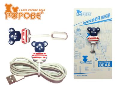 China Cute Bear Shape Earphone Cable Winder PVC Management Rope Winder for sale