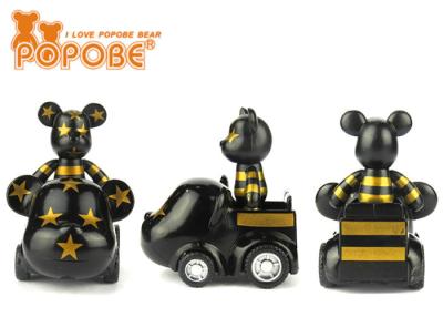 China Wheels Rotatable 2'' PVC POPOBE Bear Toy Car For Table Decor for sale