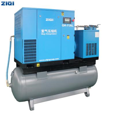 China Low Noise OIL-LESS 42cfm 220V/380V/415V/50Hz Combo Rotary Air-Compressor With Cold Air Dryer for sale