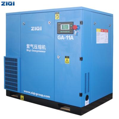 China Best ZIQI Lubricated Air Cooling and Top Air Compressor Air Screw Compressor for Food for sale