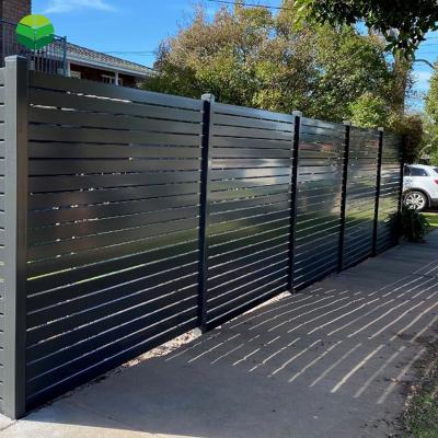 China Easily Assembled Wood Plastic Aluminum Bar Profile Louver Frame Privacy Balcony Garden WPC Composition Slat Horizontal Fence for sale