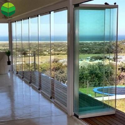 China Modern China Hot Sale Automatic Frameless Folding Glass Doors Exterior Entry Patio Doors for sale