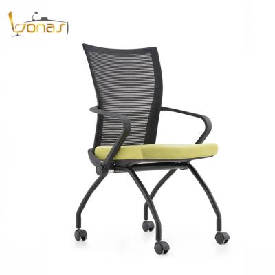 China (Height)Adjustable Colored Mesh Conference Folding Training Chair With Wheels And Soft Pad for sale