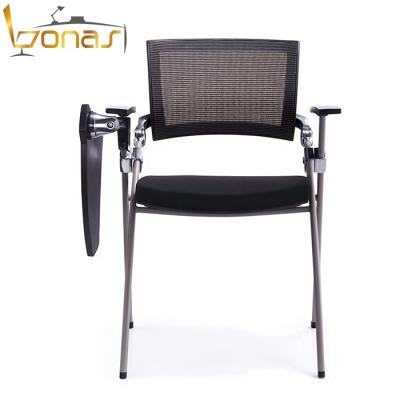 China Adjustable (Height) Meeting Training Conference Room Mesh Folding Stackable Chair / Chair With Tablet Arm And Casters for sale