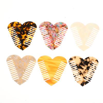 China Large Size Leopard Heart-shaped Acrylic Portable Print Tortoiseshell Bow Comb Bilateral Hair Combs For Women for sale