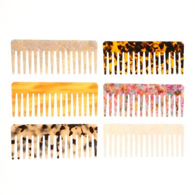 China Hot Selling Large Size Acetic Colorful Marbling Combs At Home Acetic Portable Wide Tooth Hair Comb For Women Tortoiseshell Acetate Comb for sale