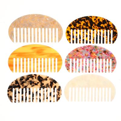 China Large Size Indoor Customization Colored Acetic Hair Combs Portable Half Round Wide Tooth Combs For Women Tortoiseshell Acetate Combs for sale