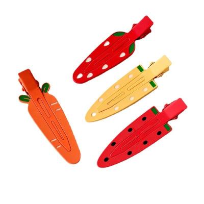 China For Hair Styling For Hair Styling Colorful Customization Metal Carrot Hairpins Shape Hair Accessories For Women Fruit Cute Non-trace Hair Clips For Girls for sale