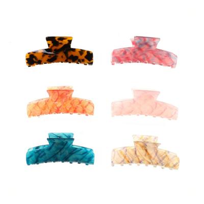 China For Hair Styling For Hair Styling Customization Rectangle Leopard Print Claw Clip Shape Acrylic Hair Accessories For Women Colorful Stripe Hair Claws For Girls for sale