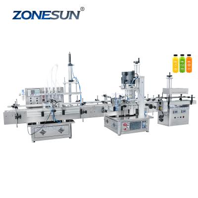 China ZONESUN Desktop Automatic Milk Yogurt Food Liquid Bottle Filling Capping Machine With Aluminum Foil Sealing Machine Production Line for sale